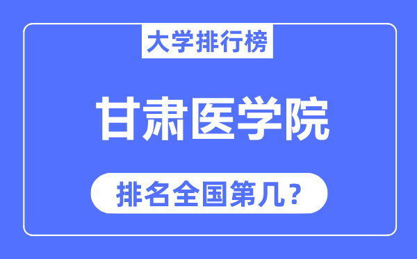 甘肃医学院排名全国第几,2023年最新全国排名多少？