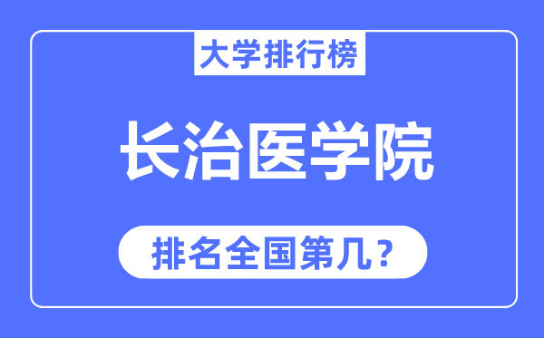 长治医学院排名全国第几,2023年最新全国排名多少