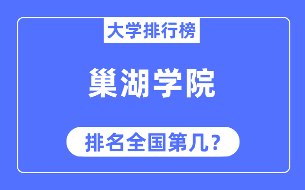 巢湖学院排名全国第几,2023年最新全国排名多少