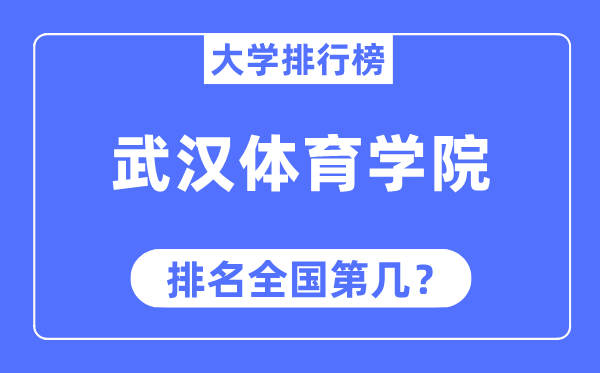 武汉体育学院排名全国第几,2023年最新全国排名多少