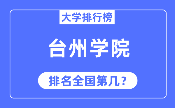 2023年台州学院排名,最新全国排名第几