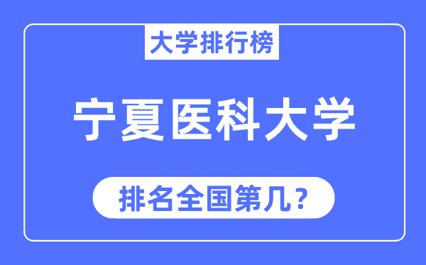 2023年宁夏医科大学排名,最新全国排名第几