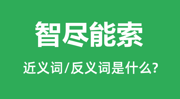 智尽能索的近义词和反义词是什么,智尽能索是什么意思