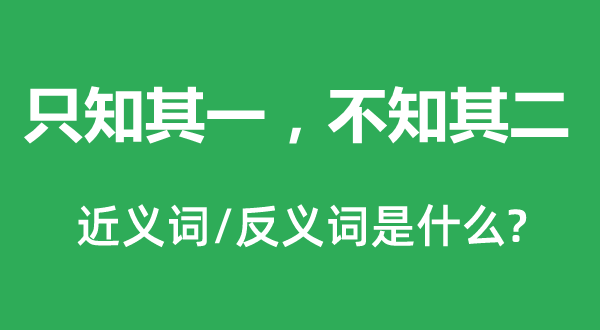 只知其一，不知其二的近义词和反义词是什么,只知其一，不知其二是什么意思