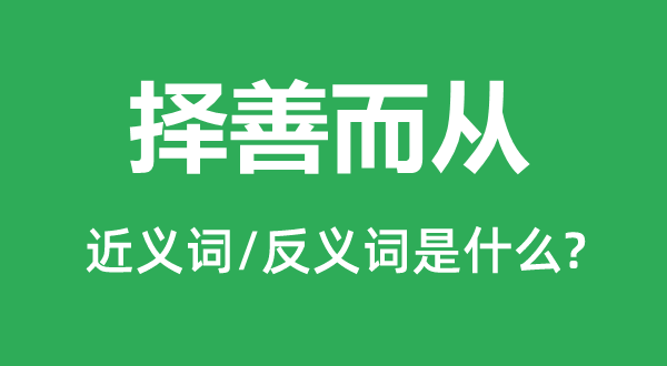 择善而从的近义词和反义词是什么,择善而从是什么意思