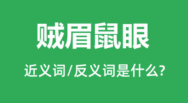 贼眉鼠眼的近义词和反义词是什么,贼眉鼠眼是什么意思