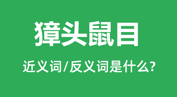 獐头鼠目的近义词和反义词是什么,獐头鼠目是什么意思