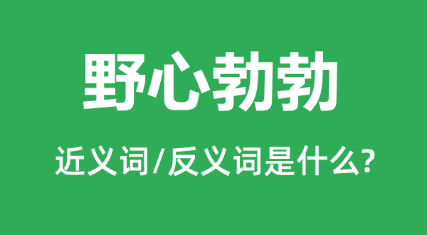 野心勃勃的近义词和反义词是什么,野心勃勃是什么意思