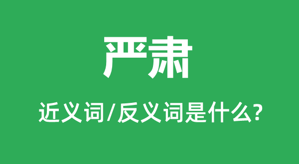 严肃的近义词和反义词是什么,严肃是什么意思