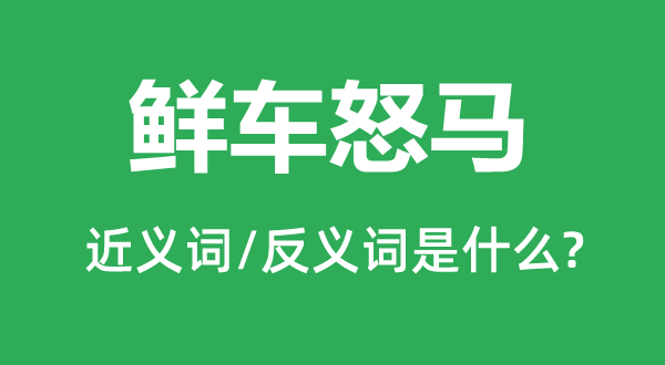 鲜车怒马的近义词和反义词是什么,鲜车怒马是什么意思