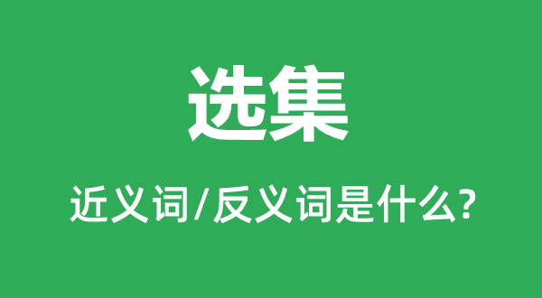 选集的近义词和反义词是什么,选集是什么意思