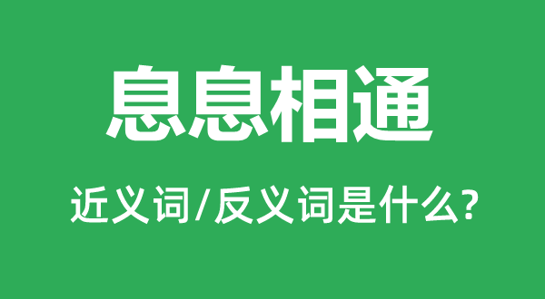 息息相通的近义词和反义词是什么,息息相通是什么意思