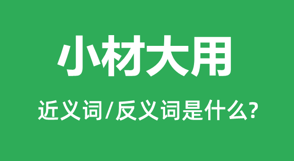 小材大用的近义词和反义词是什么,小材大用是什么意思