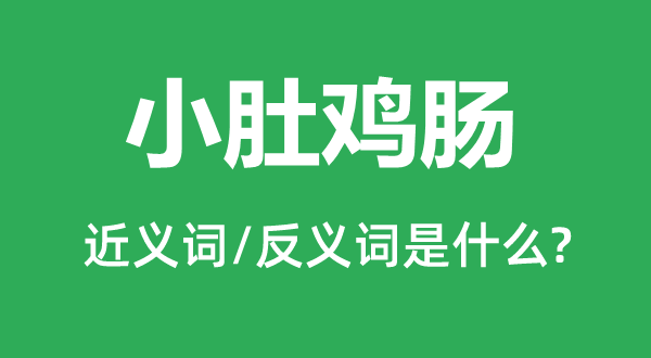 小肚鸡肠的近义词和反义词是什么,小肚鸡肠是什么意思