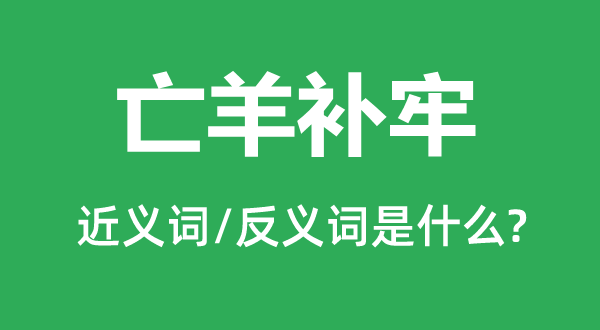 亡羊补牢的近义词和反义词是什么,亡羊补牢是什么意思