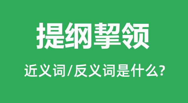 提纲挈领的近义词和反义词是什么,提纲挈领是什么意思