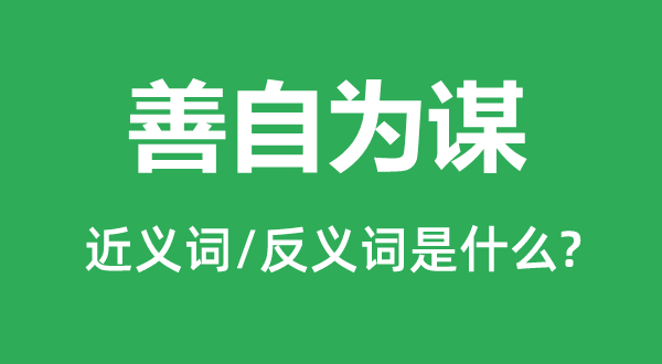 善自为谋的近义词和反义词是什么,善自为谋是什么意思