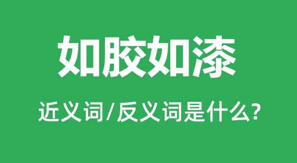 如胶如漆的近义词和反义词是什么,如胶如漆是什么意思