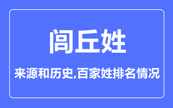 闾丘姓的来源和历史,闾丘姓在百家姓排名第几？