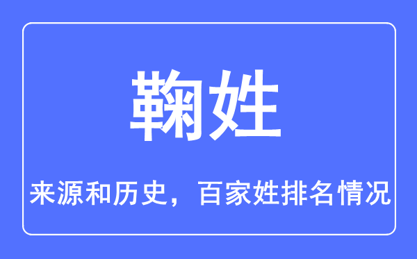 鞠姓的来源和历史,鞠姓在百家姓排名第几？