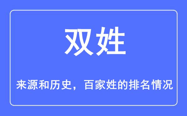 双姓的来源和历史,双姓在百家姓排名第几？