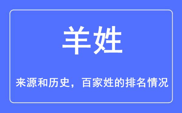 羊姓的来源和历史,羊姓在百家姓排名第几？