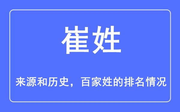 崔姓的来源和历史,崔姓在百家姓排名第几？